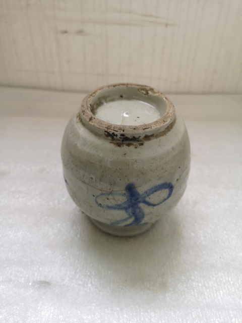 古玩陶瓷吉語紋青花罐拍賣,當前價格450元