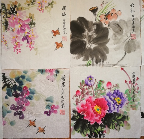 古玩字畫中美協會員趙慧斌十幅畫鳥斗方吉祥十楨拍賣，當前價格699元