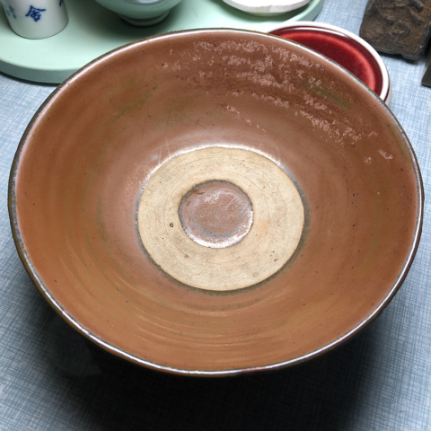 古玩陶瓷耀州窯系柿紅釉碗拍賣，當前價格969元