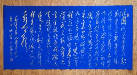 古玩字畫毛體書畫家當代蝦王薛玉富毛體書法沁園春雪行草拍賣,當前價格899元