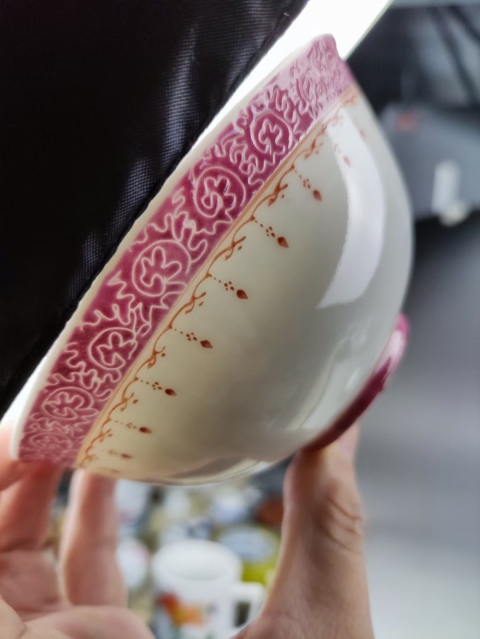 古玩陶瓷胭脂紅匝道紋碗一對拍賣,當前價格999元