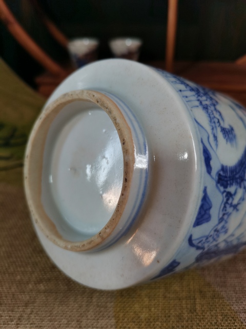 古玩陶瓷【精美提梁壺】晚清民國青花山水紋提梁壺拍賣，當前價格2260元