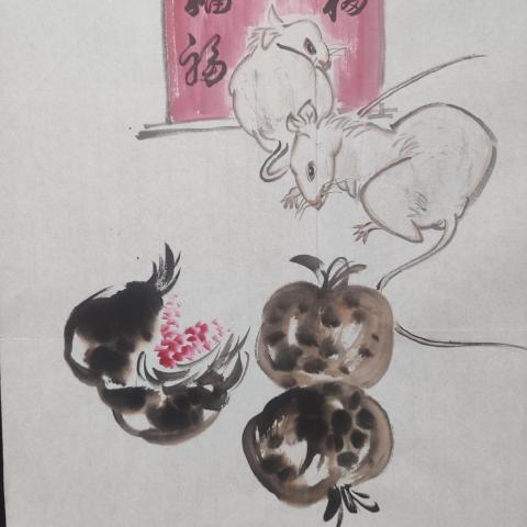 古玩字畫霍春陽弟子熊靈通老師百福同臻軟片拍賣,當前價格199元