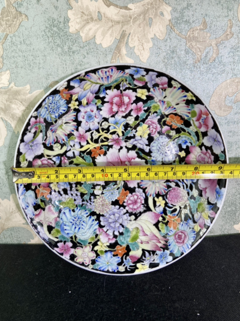 古玩陶瓷粉彩百花不落地盤拍賣，當前價格3500元