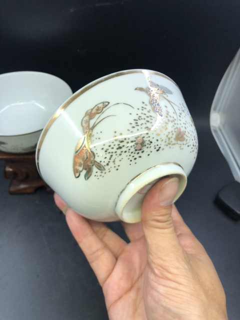 古玩陶瓷民國(guó)粉彩描金蝶戀花紋碗拍賣，當(dāng)前價(jià)格1999元