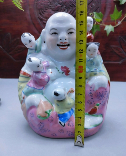 古玩陶瓷粉彩五子鬧佛塑像拍賣，當前價格1298元