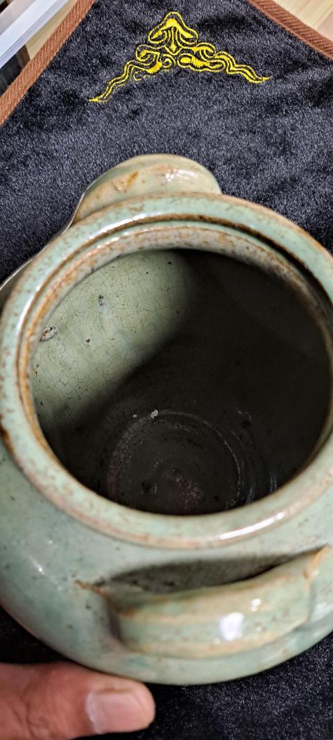 古玩陶瓷清末民初綠釉雙系罐拍賣，當前價格800元