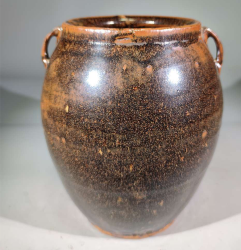 古玩陶瓷清早期褐釉雙系大罐拍賣，當前價格1888元