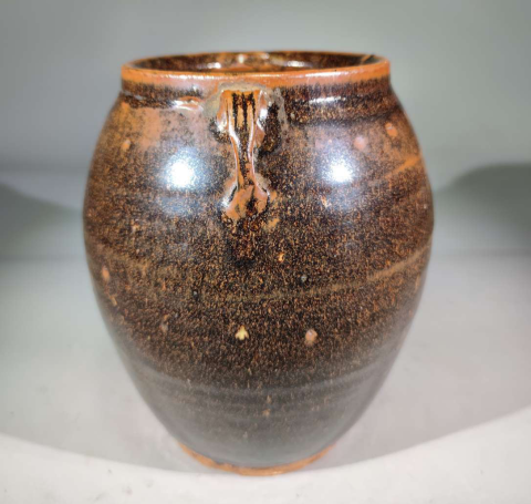 古玩陶瓷清早期褐釉雙系大罐拍賣，當前價格1888元