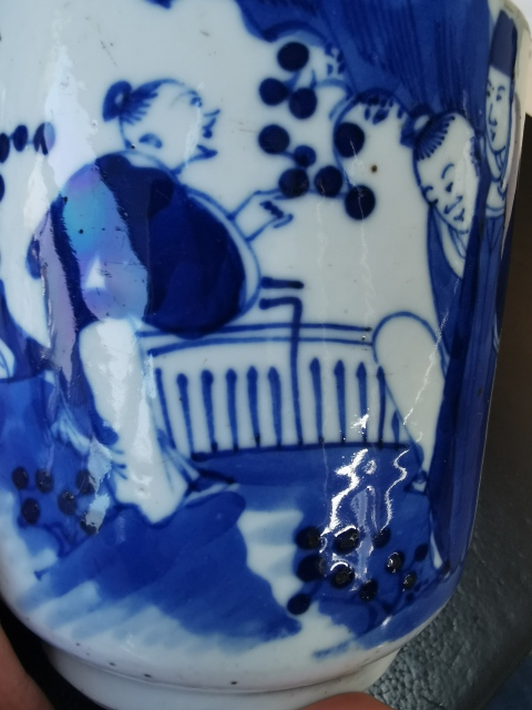 古玩陶瓷青花人物故事紋雙系蓋罐拍賣，當前價格700元