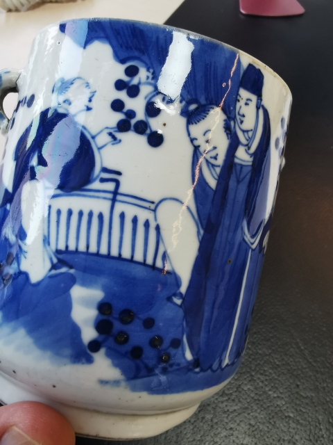 古玩陶瓷青花人物故事紋雙系蓋罐拍賣，當前價格700元