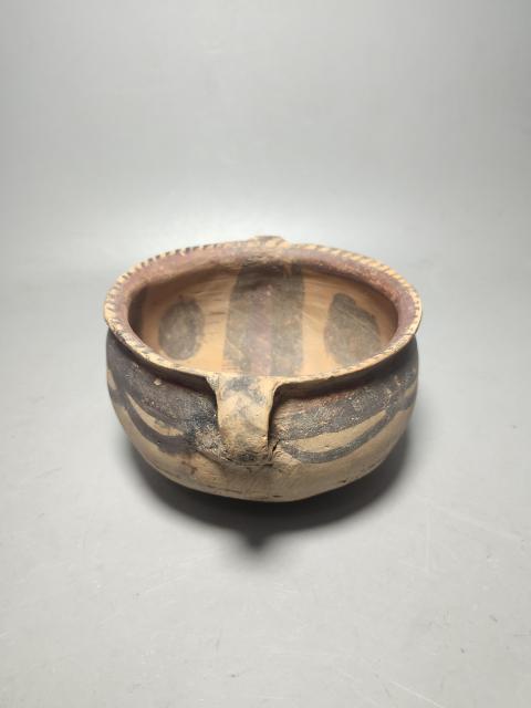 古玩陶瓷馬家窯太陽紋彩繪雙耳罐(精品彩陶)拍賣,當前價格5500元
