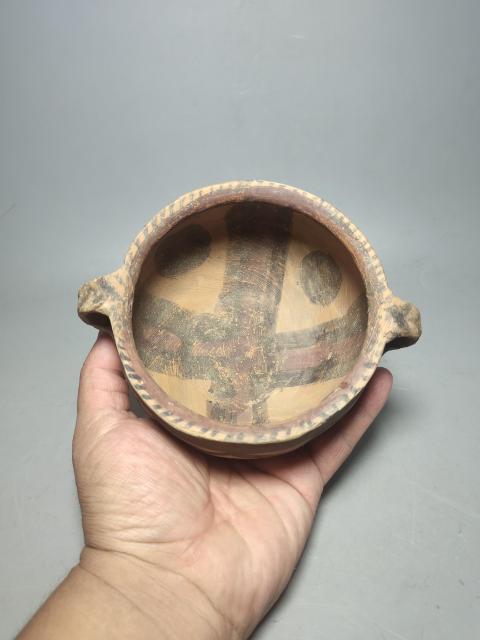 古玩陶瓷馬家窯太陽紋彩繪雙耳罐(精品彩陶)拍賣,當前價格5500元