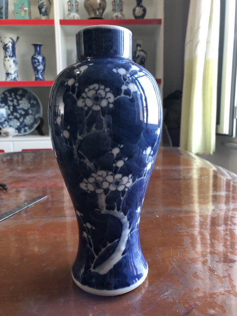 古玩陶瓷青花留白梅紋瓶拍賣，當前價格3999元