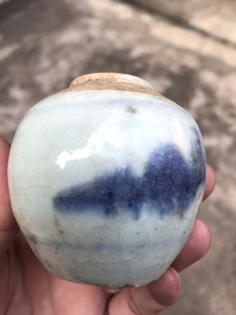 古玩陶瓷清中期山水紋青花罐文房水呈拍賣,當前價格799元