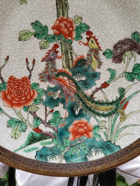 古玩陶瓷38cm清??哥釉五彩鳳凰牡丹紋大盤【4926】拍賣，當前價格8800元