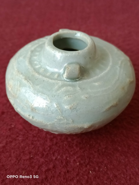 古玩陶瓷元樞府釉塑像印花雙系罐拍賣,當前價格3600元