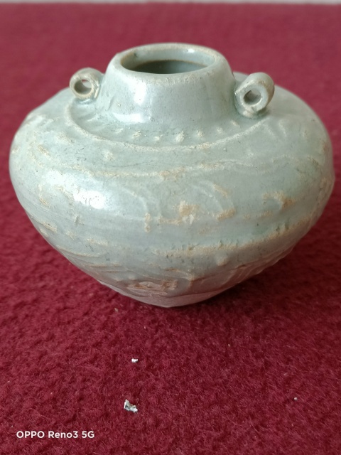 古玩陶瓷元樞府釉塑像印花雙系罐拍賣,當前價格3600元