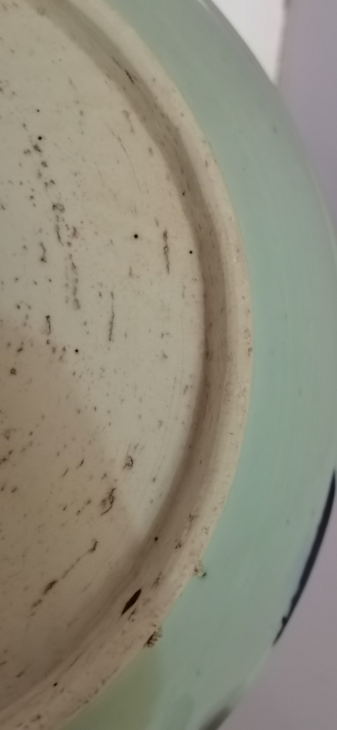 古玩陶瓷柳蔭雙駿圖青花盤拍賣，當前價格1800元