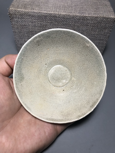 古玩陶瓷【宋代百碎級開片】景德鎮窯系青白釉雞心茶盞【估價大幾千元】拍賣，當前價格969元
