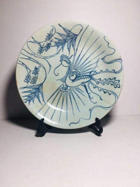 古玩陶瓷（已保真帶證書）雍正秀竹鳳紋青花盤拍賣，當前價格0元