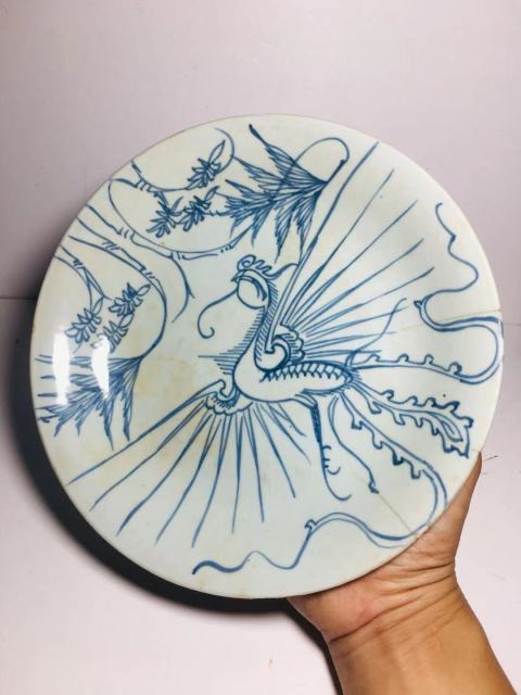 古玩陶瓷（已保真帶證書）雍正秀竹鳳紋青花盤拍賣，當前價格0元