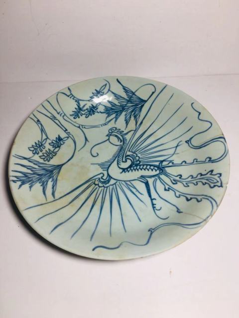 古玩陶瓷（已保真帶證書）雍正秀竹鳳紋青花盤拍賣，當前價格0元