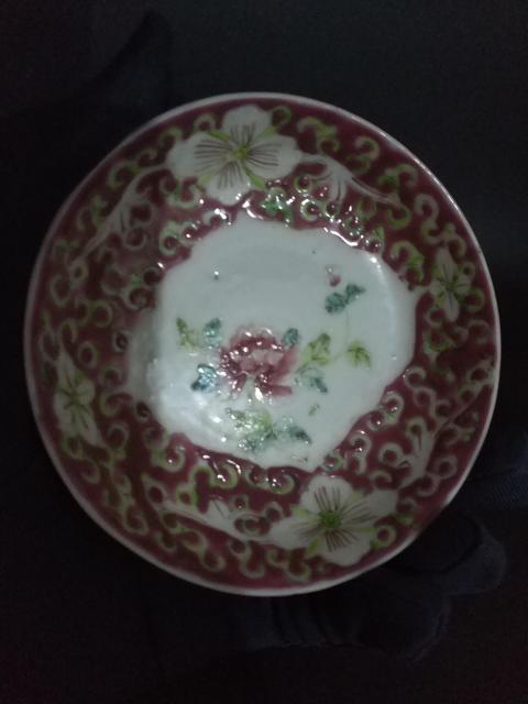 古玩陶瓷民國精品細路粉彩花卉紋小賞盤拍賣，當前價格999元