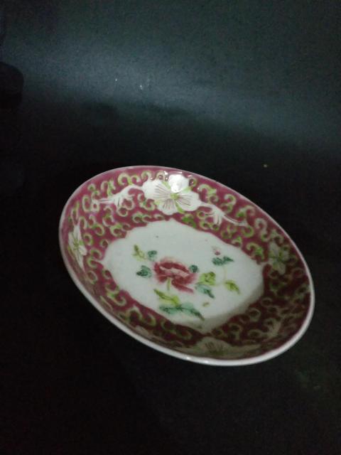 古玩陶瓷民國精品細路粉彩花卉紋小賞盤拍賣，當前價格999元