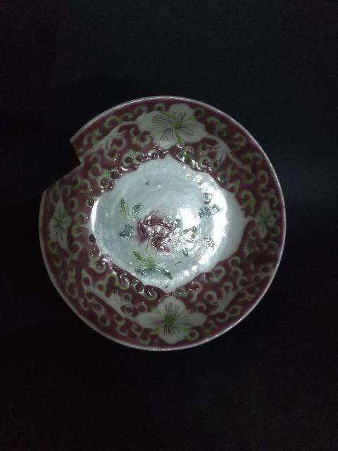 古玩陶瓷民國精品細路粉彩花卉紋小賞盤拍賣，當前價格999元