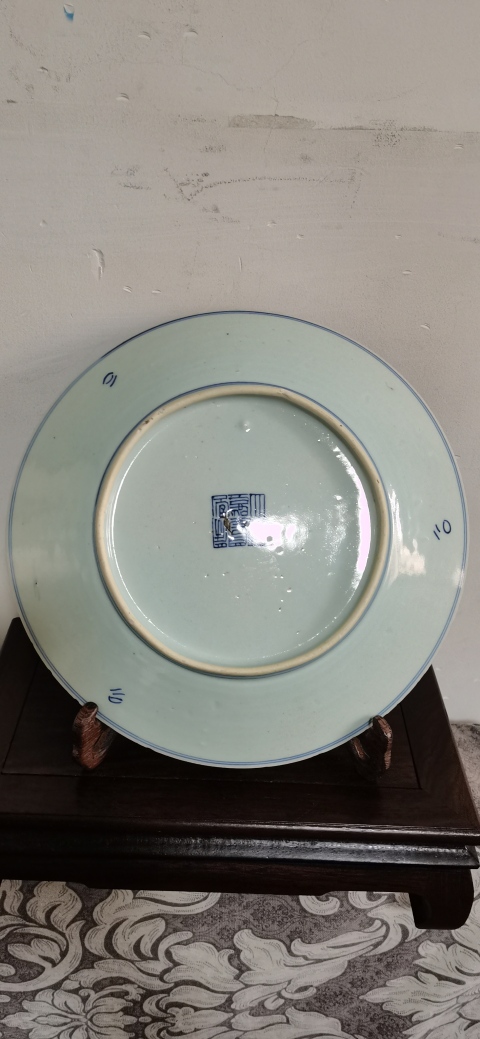 古玩陶瓷淡描青花花卉紋盤拍賣，當(dāng)前價(jià)格3000元