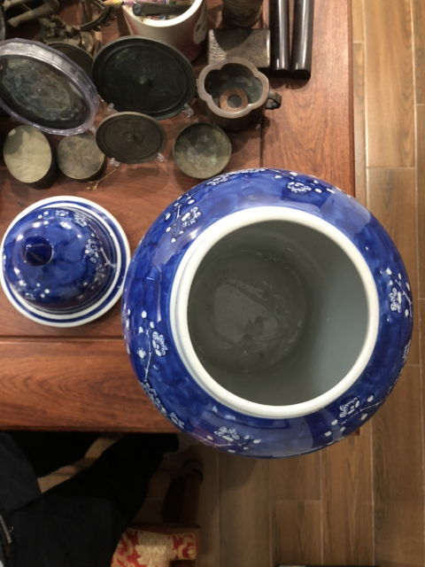 古玩陶瓷青花留白梅紋將軍罐拍賣，當前價格666元