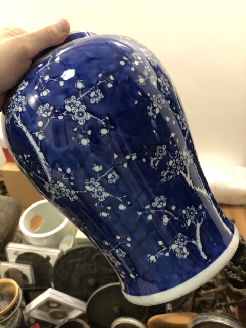 古玩陶瓷青花留白梅紋將軍罐拍賣，當前價格666元