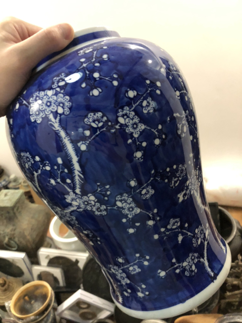 古玩陶瓷青花留白梅紋將軍罐拍賣，當前價格666元