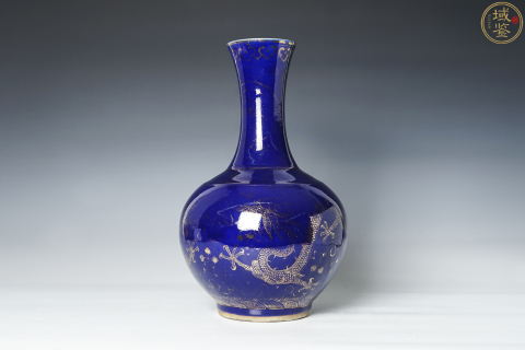 古玩陶瓷祭藍釉描金瓶拍賣,當前價格48000元