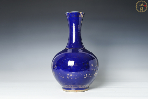 古玩陶瓷祭藍釉描金瓶拍賣,當前價格48000元