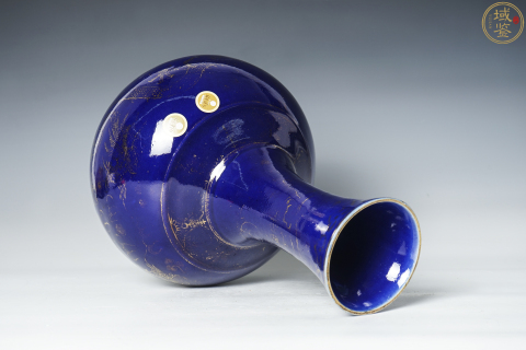 古玩陶瓷祭藍釉描金瓶拍賣,當前價格48000元