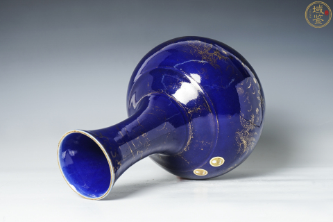 古玩陶瓷祭藍釉描金瓶拍賣,當前價格48000元