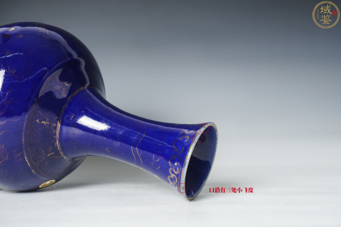 古玩陶瓷祭藍釉描金瓶拍賣,當前價格48000元