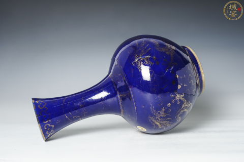 古玩陶瓷祭藍釉描金瓶拍賣,當前價格48000元