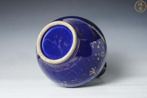 古玩陶瓷祭藍釉描金瓶拍賣,當前價格48000元