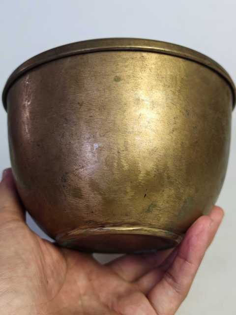 古玩雜項(xiàng)清晚傳世黃亮黃銅蓋碗拍賣，當(dāng)前價(jià)格1999元