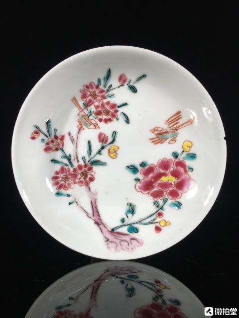 古玩陶瓷雍正粉彩花鳥花卉紋盤拍賣，當前價格1999元