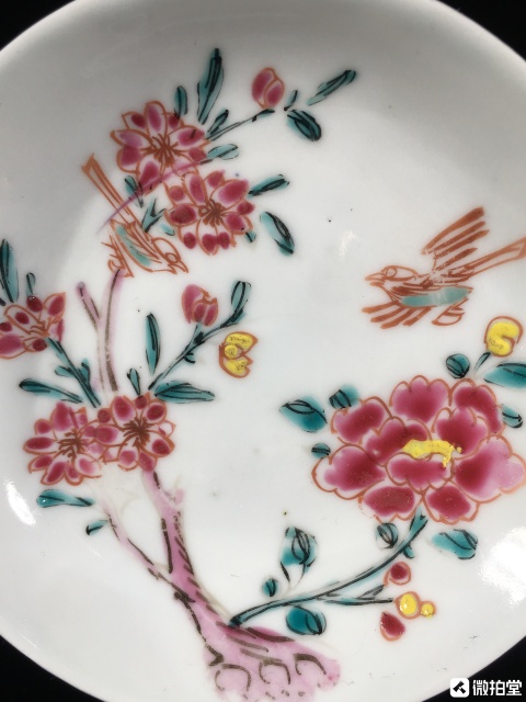 古玩陶瓷雍正粉彩花鳥花卉紋盤拍賣，當前價格1999元
