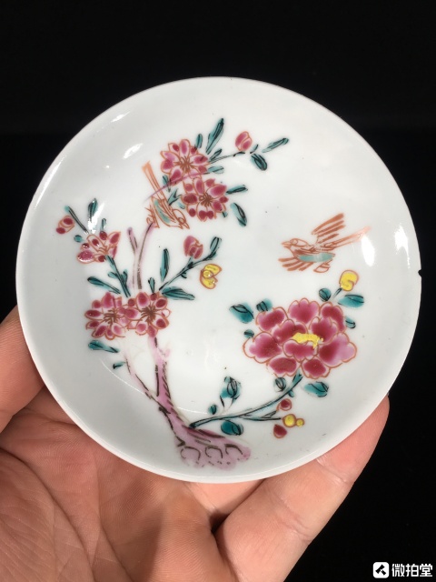 古玩陶瓷雍正粉彩花鳥花卉紋盤拍賣，當前價格1999元