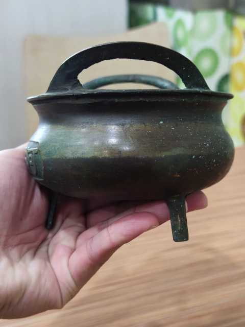 古玩陶瓷民國黃銅三足橋耳香爐拍賣,當前價格1800元