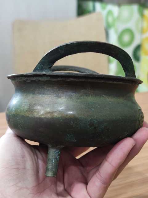 古玩陶瓷民國黃銅三足橋耳香爐拍賣,當前價格1800元