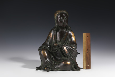 古玩銅器清晚·銅持卷觀音坐像拍賣,當前價格46000元