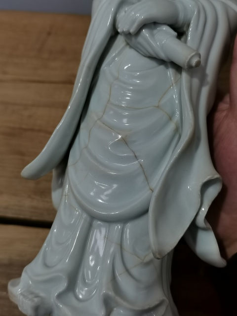 古玩陶瓷（糟了釉）民國解放初德化白瓷觀音拍賣，當前價格320元