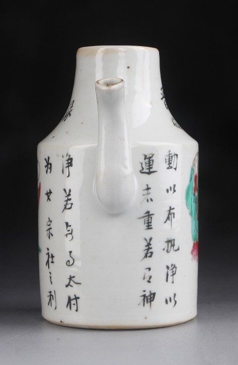 古玩陶瓷【5007】清晚期??粉彩無(wú)雙譜人物執(zhí)壺拍賣(mài)，當(dāng)前價(jià)格3500元